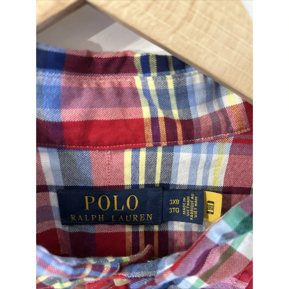 Mens Polo Ralph Lauren Big & Tall S/S Shirt Plaid Button Front Sz 3XB Gorgeous